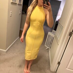 Elegant Yellow Halter Dress